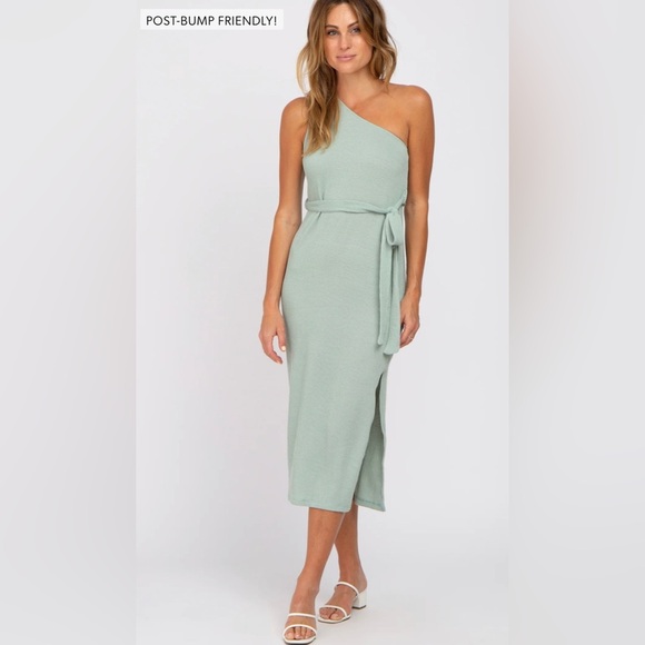 PinkBlush mint bodycon asymmetrical midi dress nwot - Picture 4 of 7